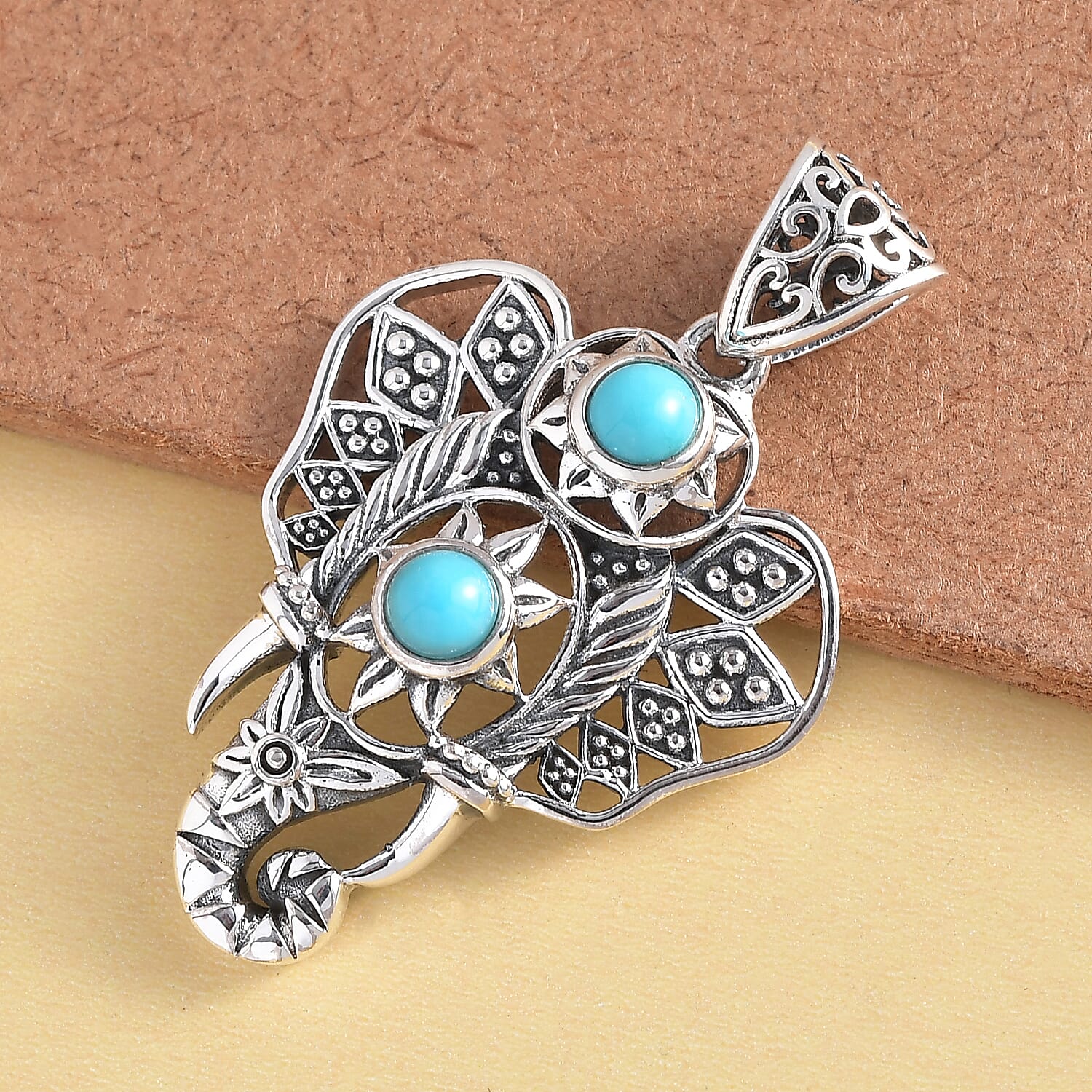 Sleeping Beauty Turquoise 0.10 ctw Pendant without Chain in Sterling Silver