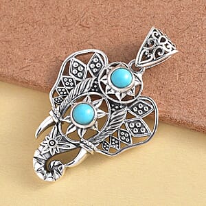 Sleeping Beauty Turquoise 0.10 ctw Pendant without Chain in Sterling Silver