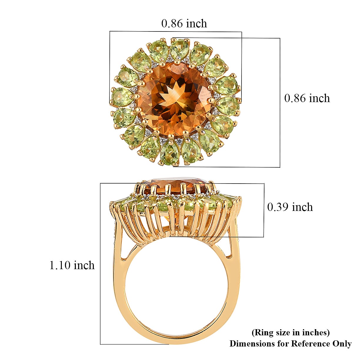 Santa Ana Madeira Citrine and Multi Gemstone Cocktail Ring in Vermeil Yellow Gold Over Sterling Silver (Size 7.0) 9.00 ctw