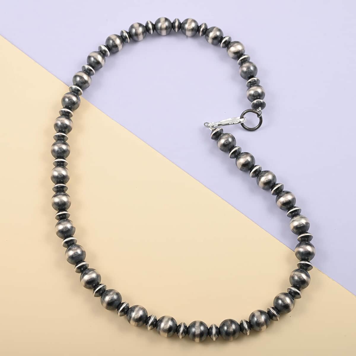 MADE IN AMERICA SANTA FE Style Sterling Silver 10mm Navajo Pearl Beaded Necklace (20 Inches) (39.4 g) image number 1
