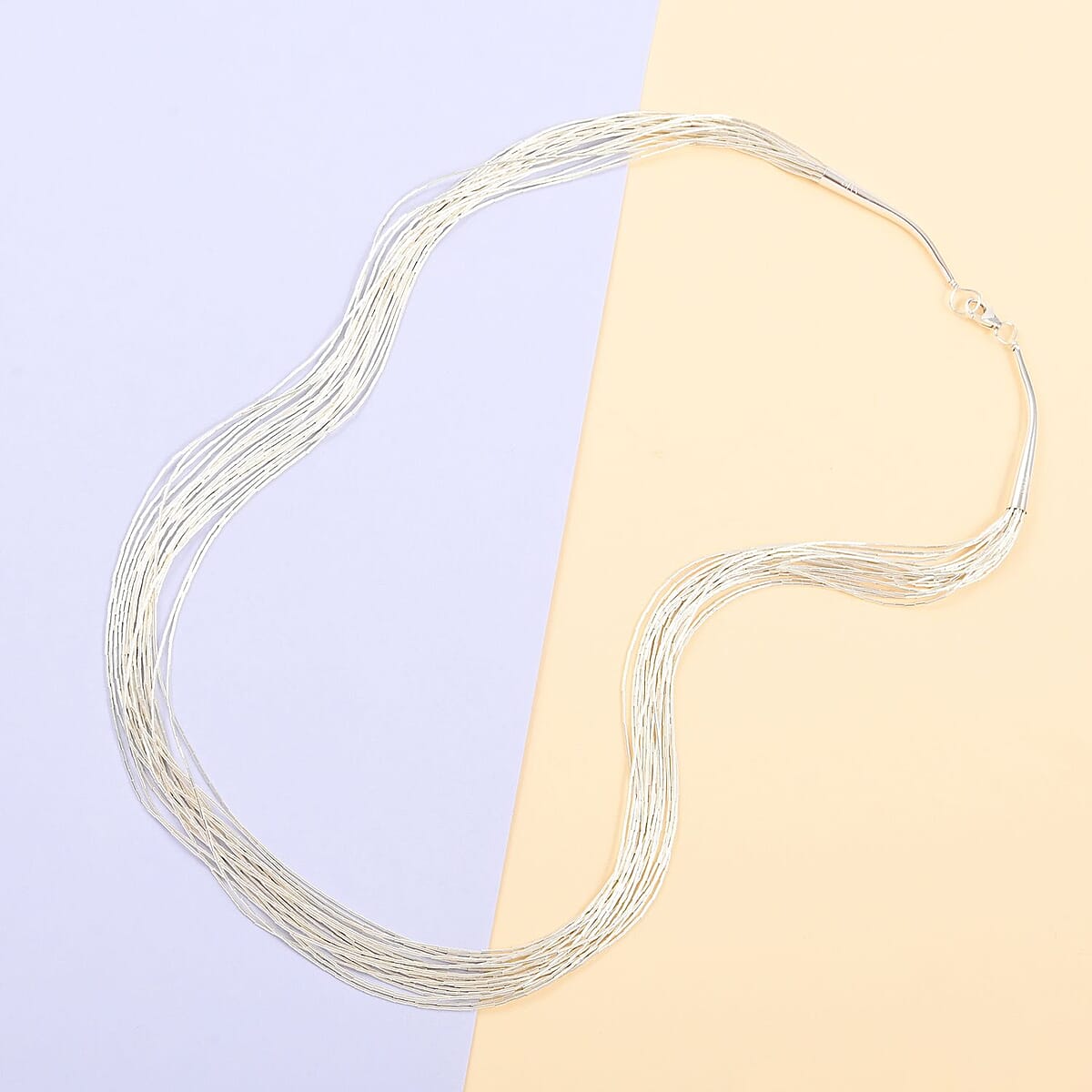 Santa Fe Style Sterling Silver Multi Strand Layered Liquid Silver Necklace 24 Inches 23.90 Grams image number 1