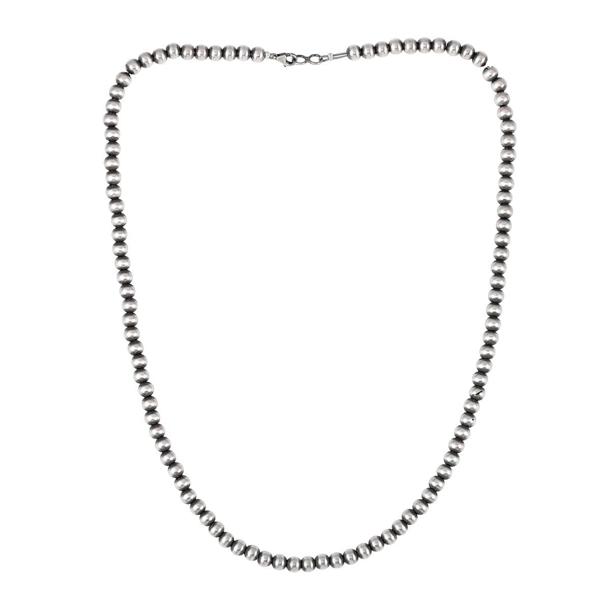 MADE IN AMERICA Santa Fe Style Sterling Silver Navajo Pearl Beaded Necklace 20 Inches 12.80 Grams image number 2