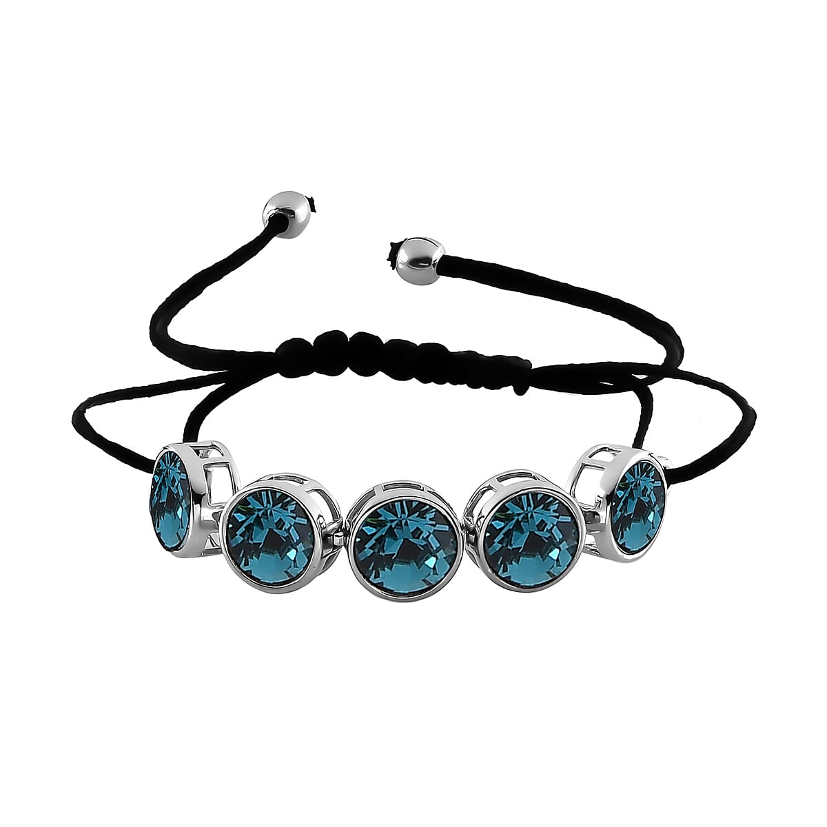 Karis Indicolite Crystal 5 Stone Bracelet in Platinum Bond (Adjustable) image number 0