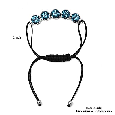 Karis Indicolite Crystal 5 Stone Bracelet in Platinum Bond (Adjustable)
