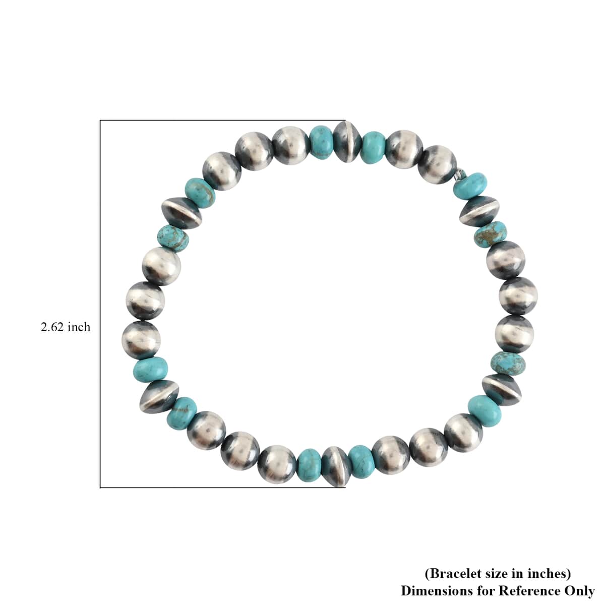 SUMMER DEALS MADE IN AMERICA SANTA FE Style Turquoise Navajo Pearl Stretch Bracelet in Sterling Silver 10 Grams 4.50 ctw image number 3