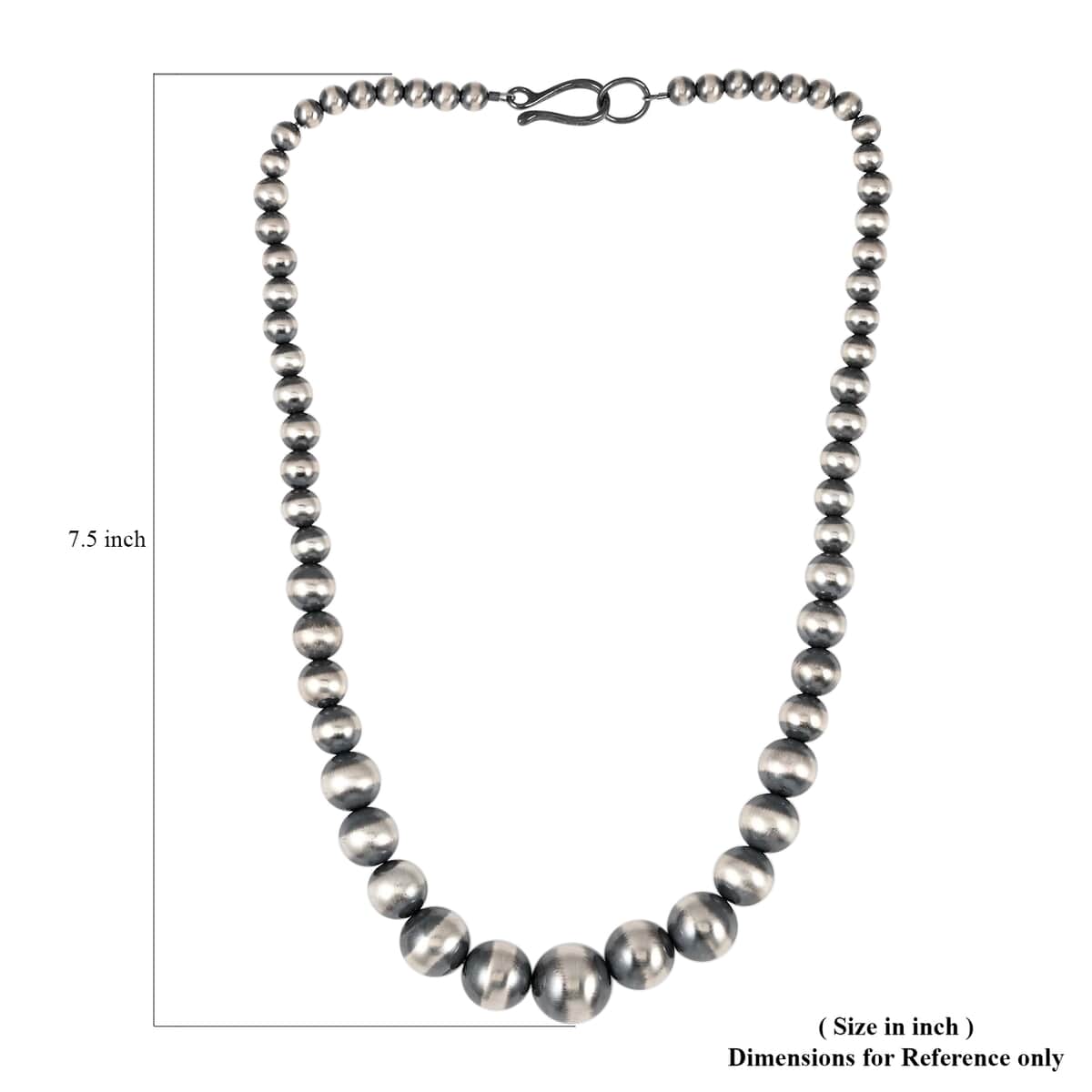 MADE IN AMERICA Santa Fe Style Sterling Silver 16mm Navajo Pearl Beaded Necklace 20 Inches image number 5