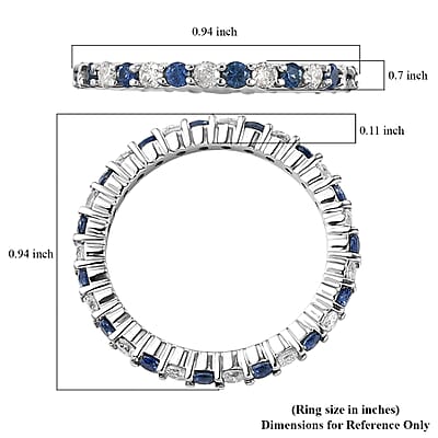 Luxoro 14K White Gold AAA Blue Ceylon Sapphire and G-H I3 Diamond Eternity Band Ring (Size 7.0) 1.25 ctw
