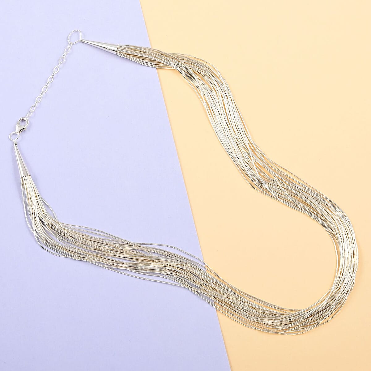 Santa Fe Style Sterling Silver Multi Strand Layered Liquid Silver Necklace (18 Inches) (28.30 g) image number 1