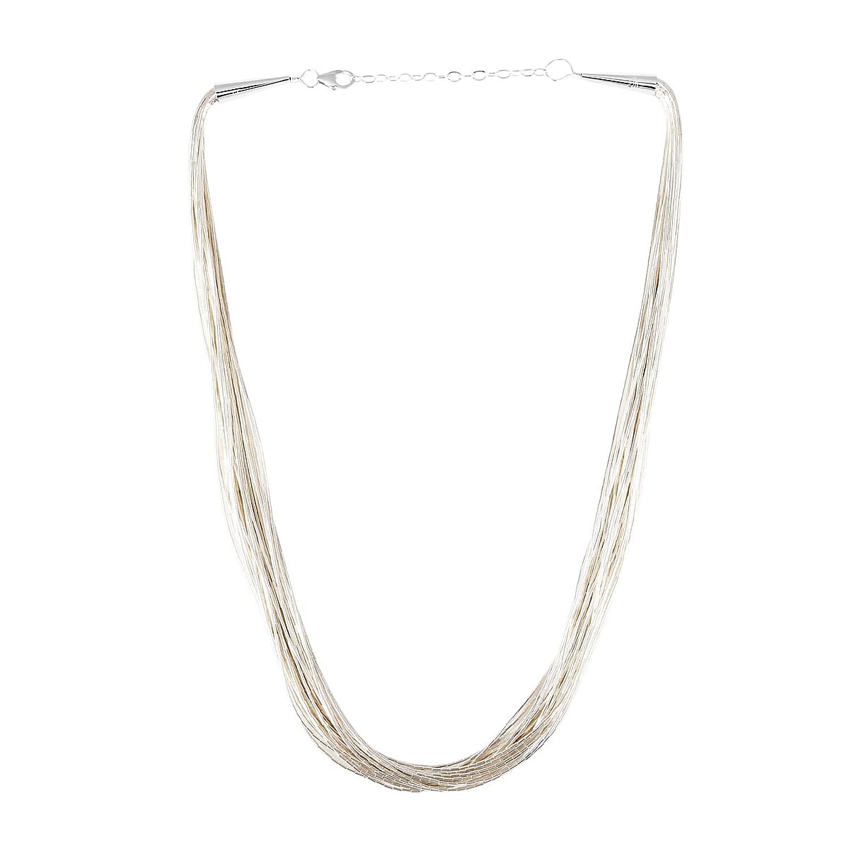 Santa Fe Style Sterling Silver Multi Strand Layered Liquid Silver Necklace (18 Inches) (28.30 g) image number 2