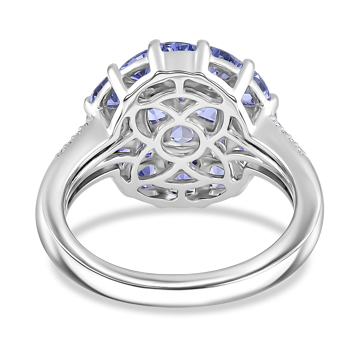 Tanzanite and White Zircon 2.00 ctw Ring in Platinum Over Sterling Silver (Size 10.0)