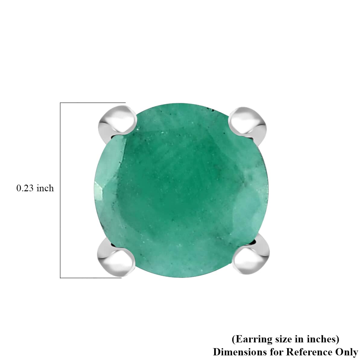 Socoto Emerald Earrings, Stud Earrings For Women, Solitaire Earrings, Round Shape Emerald Solitaire, Platinum Plated Sterling Silver Earrings 1.80 ctw image number 4