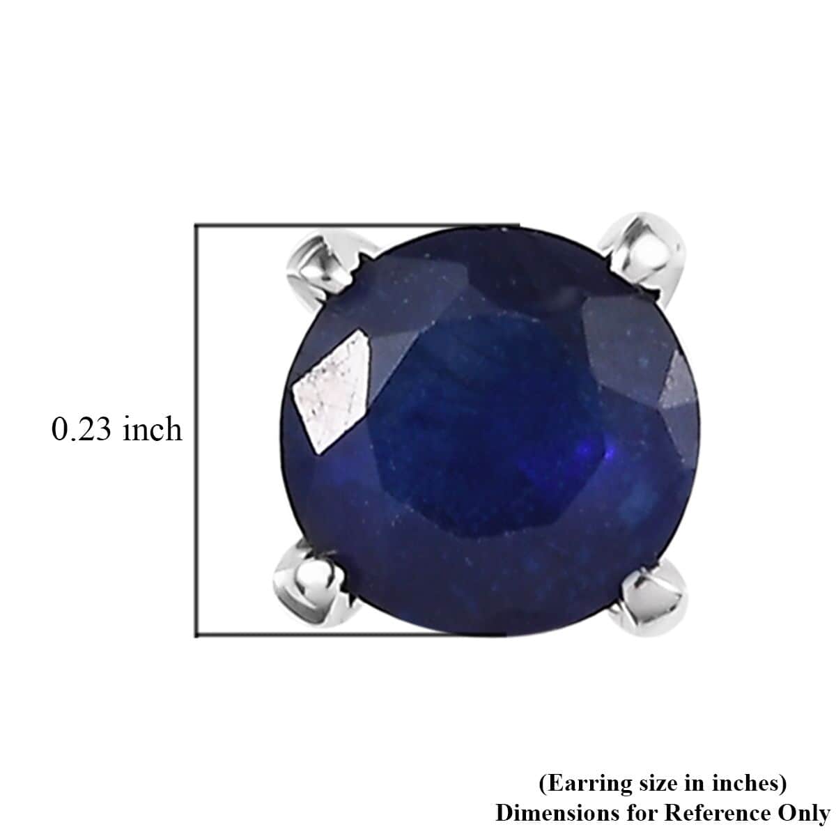 Masoala Sapphire (D) 1.80 ctw Earrings, Stud Earrings For Women, Solitaire Earrings, Round Shape Sapphire Solitaire, Platinum Plated Sterling Silver Earrings image number 4