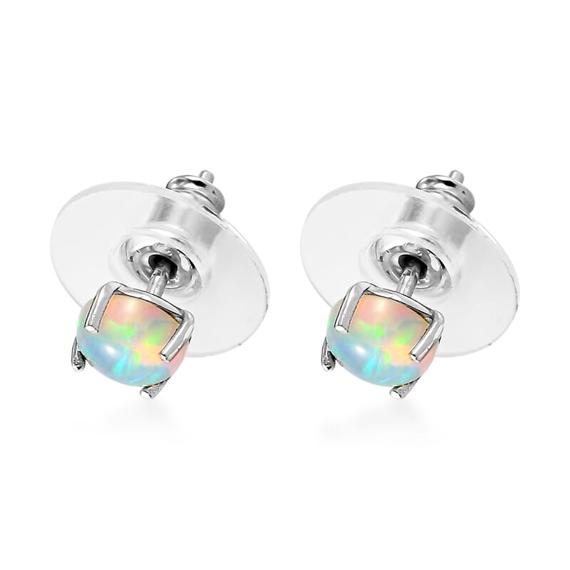Ethiopian Welo Opal Solitaire Stud Earrings in Platinum Over Sterling Silver 1.10 ctw