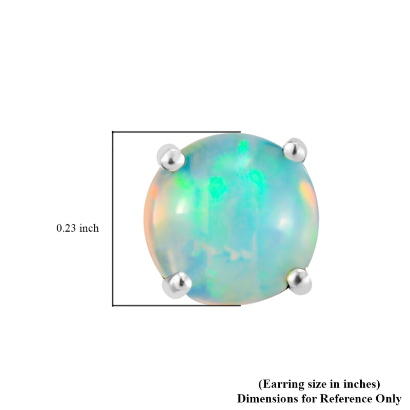 Ethiopian Welo Opal Solitaire Stud Earrings in Platinum Over Sterling Silver 1.10 ctw