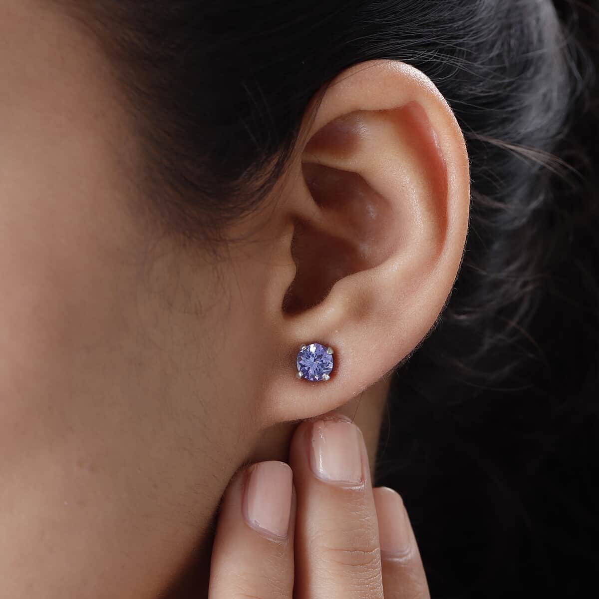 Tanzanite Stud Earrings in Platinum Over Sterling Silver 1.65 ctw image number 1