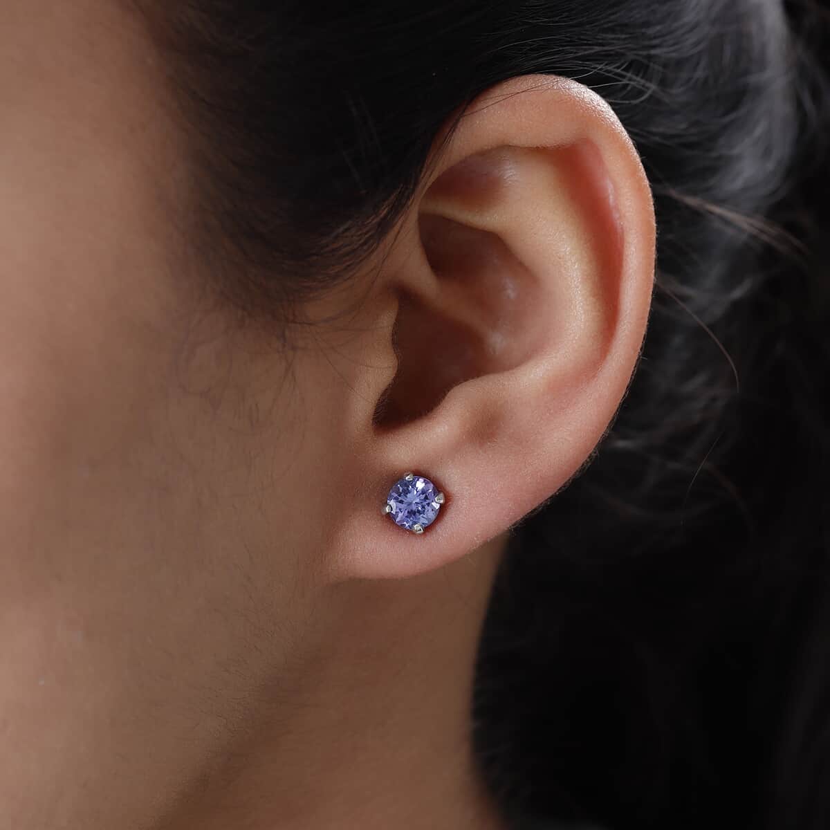 Tanzanite Stud Earrings in Platinum Over Sterling Silver 1.65 ctw image number 2