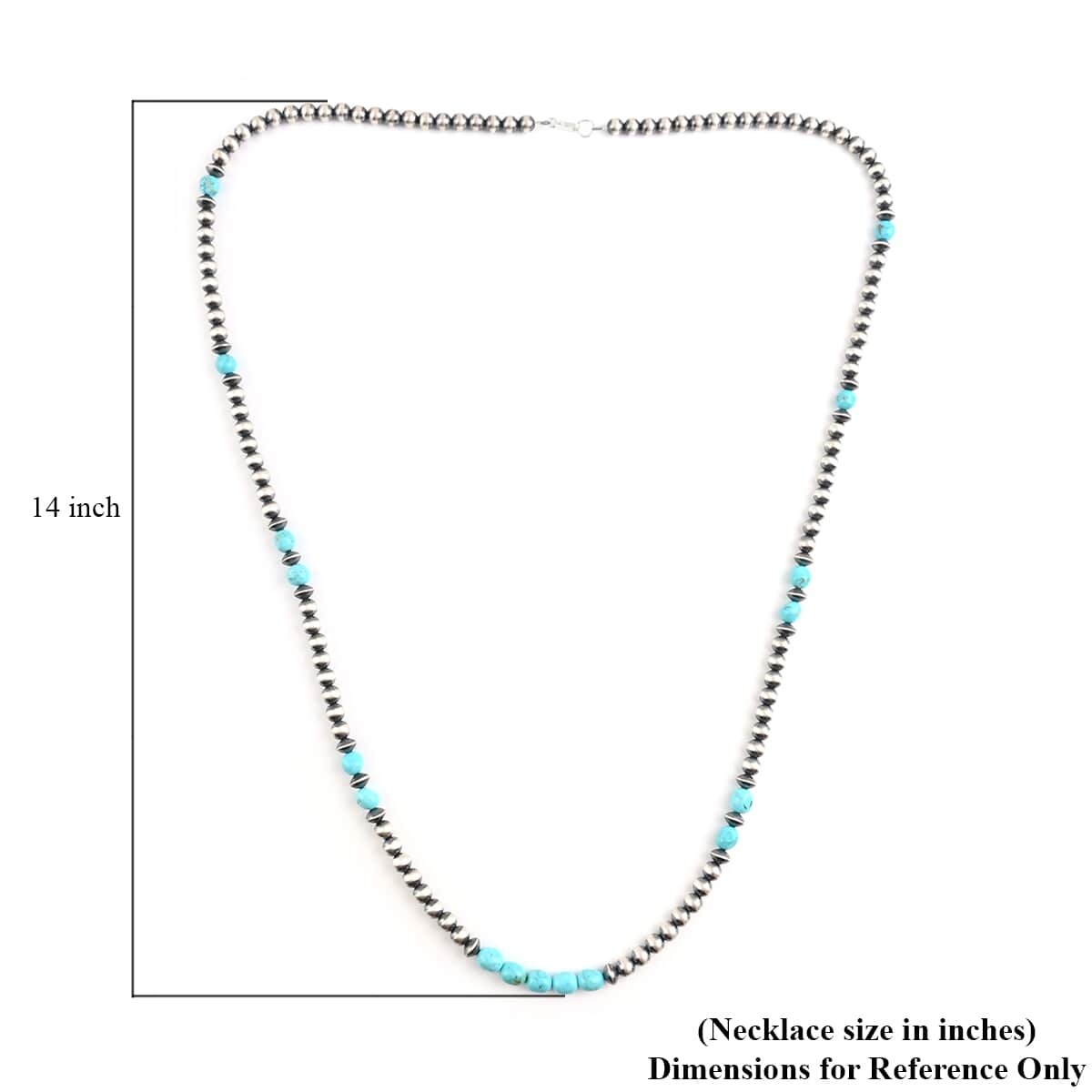 SUMMER DEALS ONE OF A KIND MADE IN AMERICA Santa Fe Style Turquoise Navajo Pearl Necklace 38 Inches in Sterling Silver 50.6 Grams 50.00 ctw image number 4