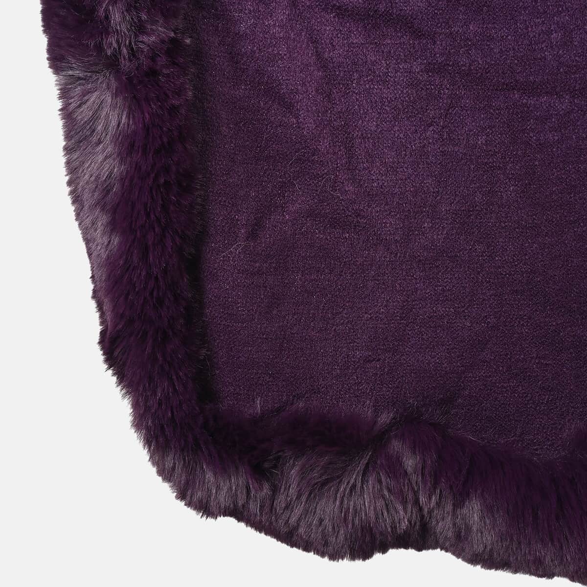 Tamsy Purple Ruana with Faux Fur Trim - One Size Fits Most image number 4