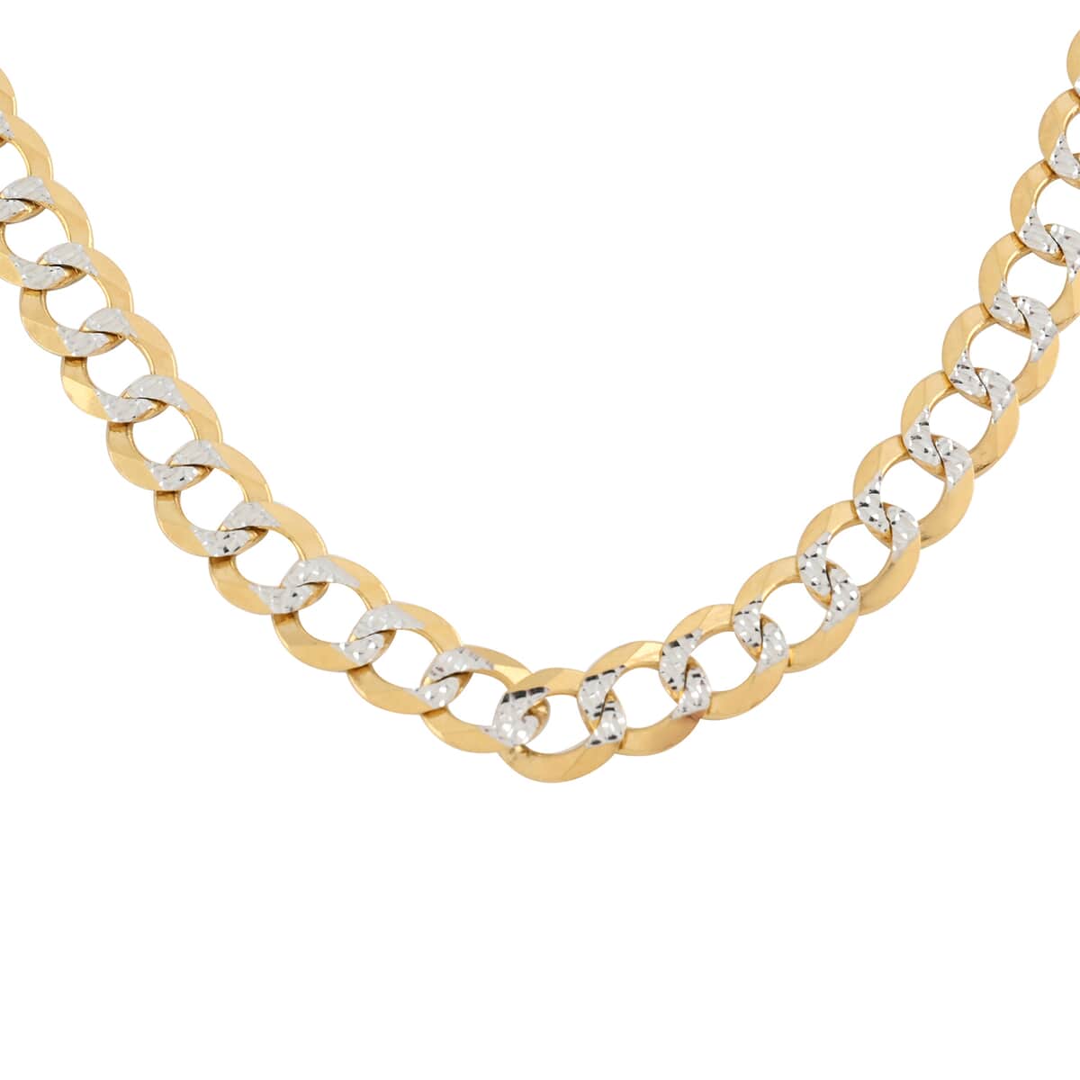 Italian 10K White and Yellow Gold 7mm Pave Necklace 22 Inches 23.5 Grams image number 0