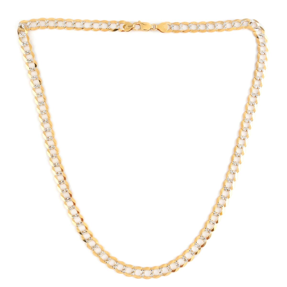 Italian 10K White and Yellow Gold 7mm Pave Necklace 22 Inches 23.5 Grams image number 2