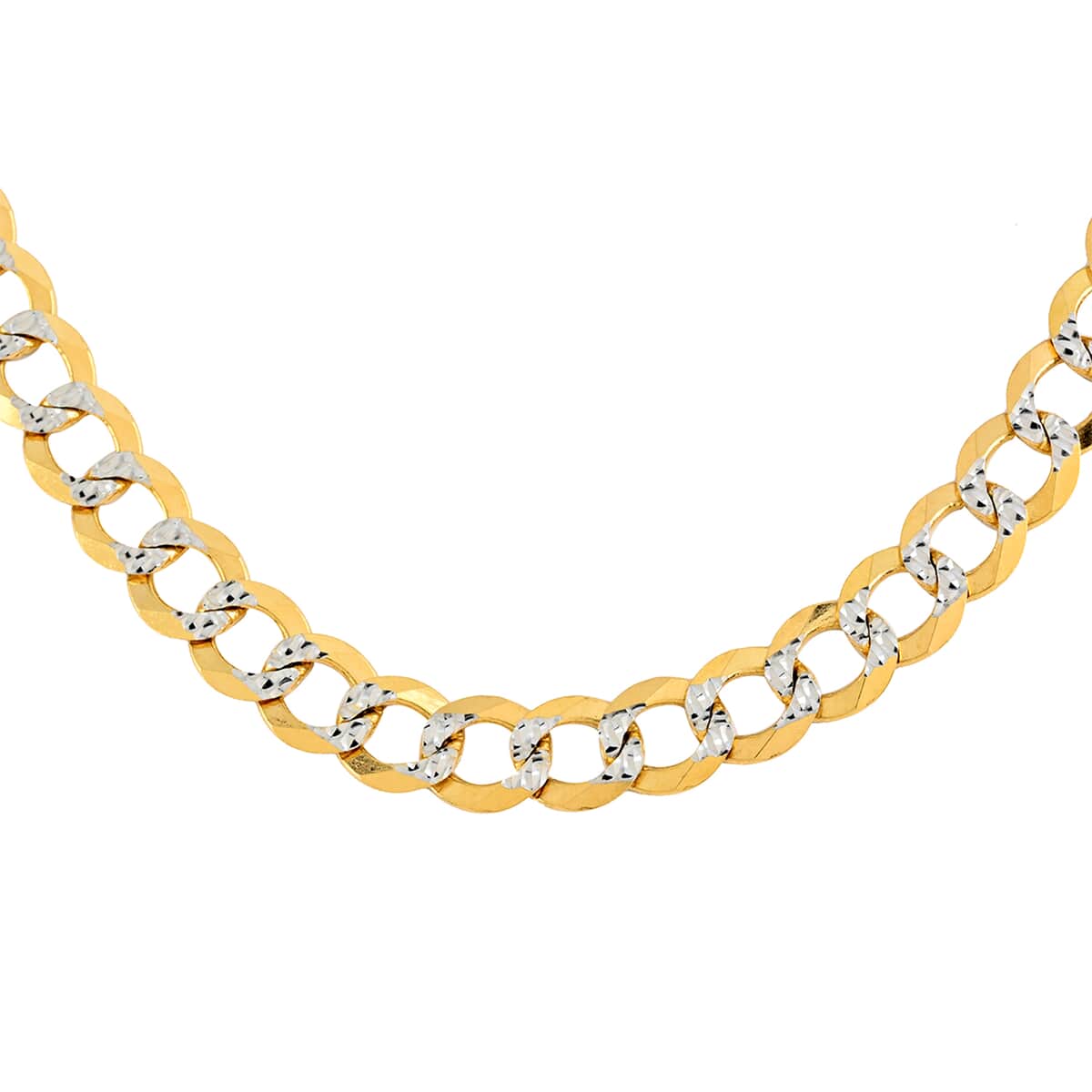 Italian 10K White and Yellow Gold 7mm Pave Necklace 26 Inches 27.50 Grams image number 0