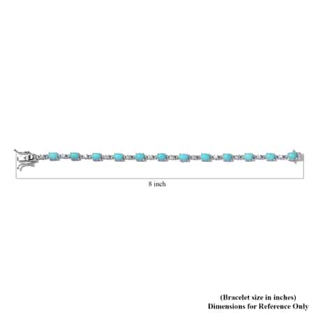 Mexican Turquoise and Natural White Zircon Bracelet in Platinum Over Sterling Silver (7.25 In) 10.35 Grams 9.15 ctw image number 4