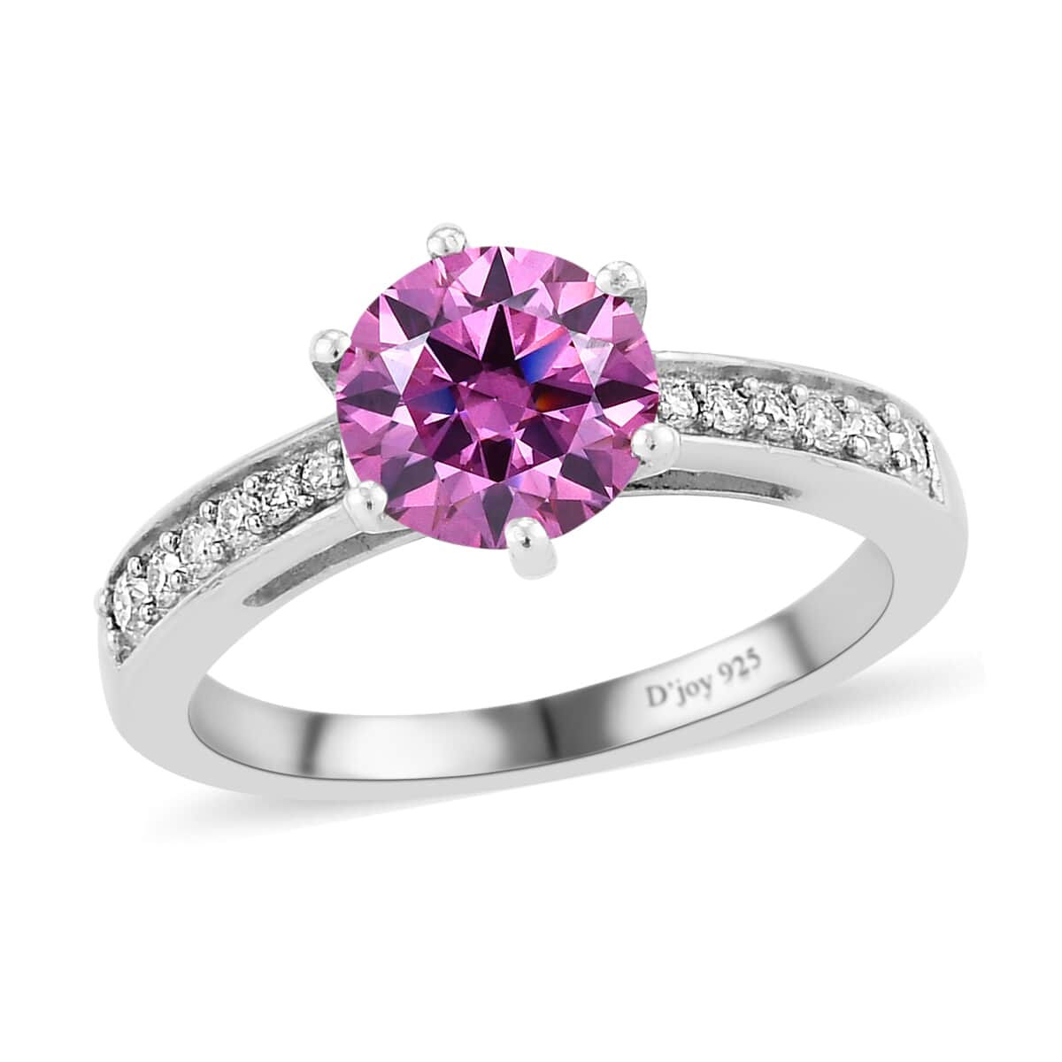 Pink Moissanite and Moissanite Ring in Platinum Over Sterling Silver (Size 10.0) 1.35 ctw image number 0