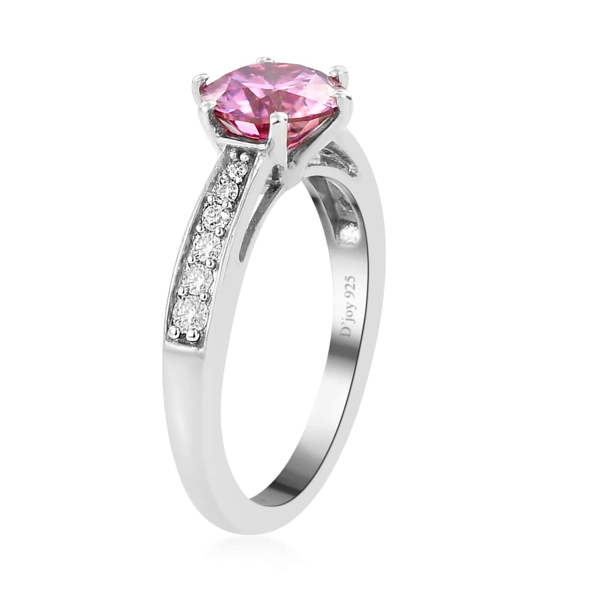 Pink Moissanite and Moissanite Ring in Platinum Over Sterling Silver (Size 10.0) 1.35 ctw image number 3