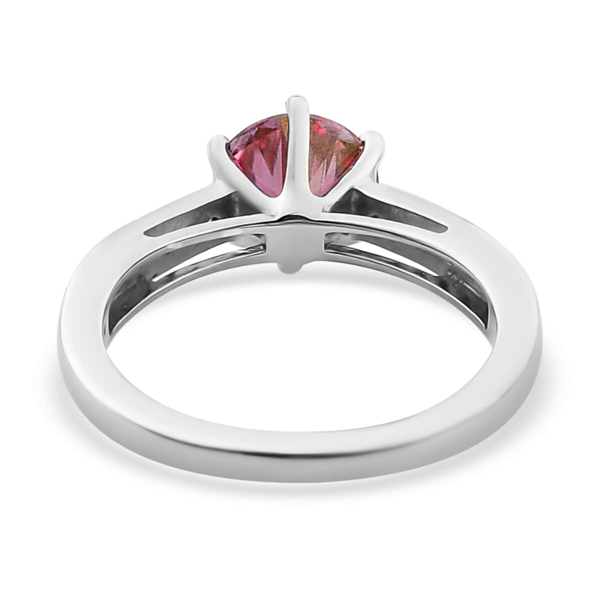Pink Moissanite and Moissanite Ring in Platinum Over Sterling Silver (Size 10.0) 1.35 ctw image number 4
