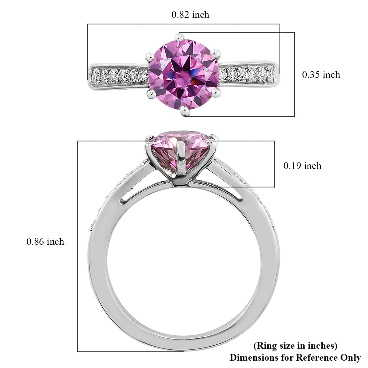 Pink Moissanite and Moissanite Ring in Platinum Over Sterling Silver (Size 10.0) 1.35 ctw image number 5