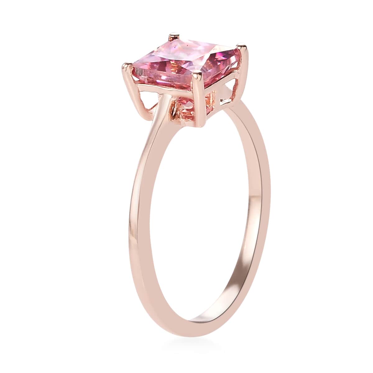 Pink Moissanite Solitaire Ring in Vermeil Rose Gold Over Sterling Silver (Size 7.0) 1.35 ctw image number 3