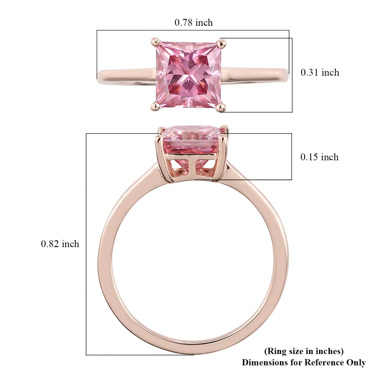 Pink Moissanite Solitaire Ring in Vermeil Rose Gold Over Sterling Silver (Size 7.0) 1.35 ctw image number 5