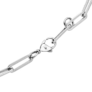 Lapis Lazuli 17.50 ctw 7-9mm Beaded Paper Clip Station Necklace in Stainless Steel 28 Inches, Tarnish-Free, Waterproof, Sweat Proof Jewelry