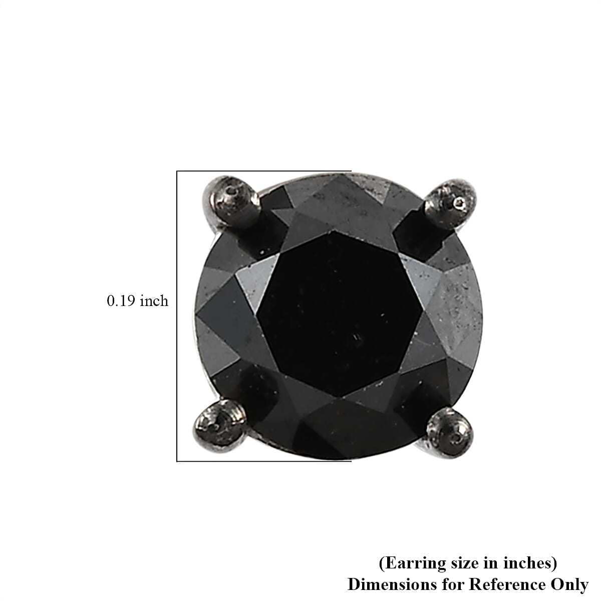 Black Diamond (IR) Solitaire Stud Earrings in Platinum Over Sterling Silver 1.00 ctw
