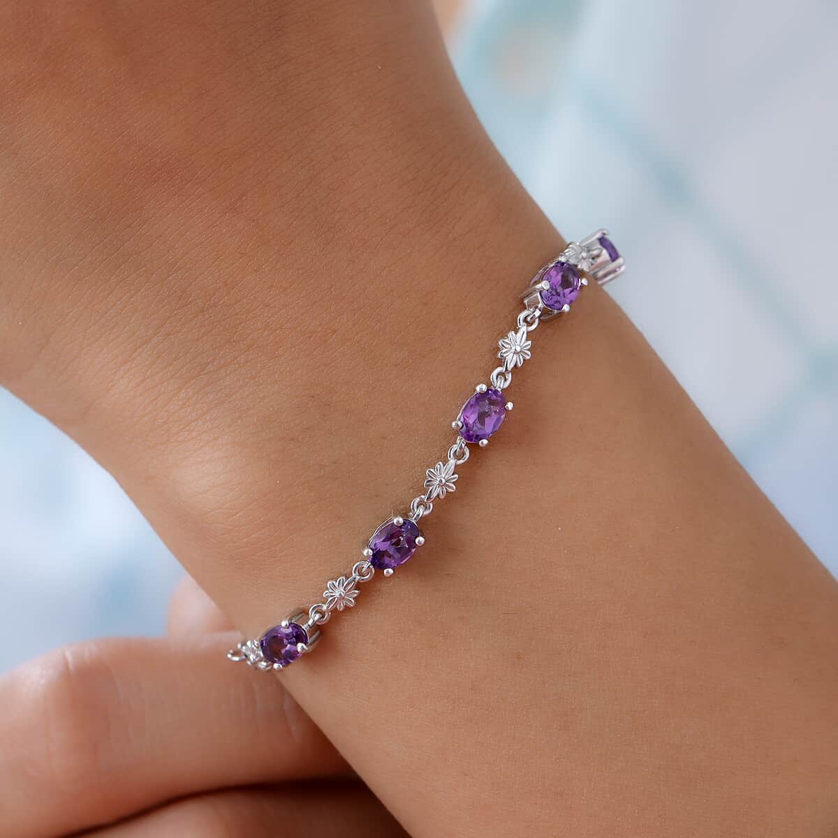 Amethyst Bolo Bracelet in Platinum Over Sterling Silver and Stainless Steel 2.10 ctw image number 2
