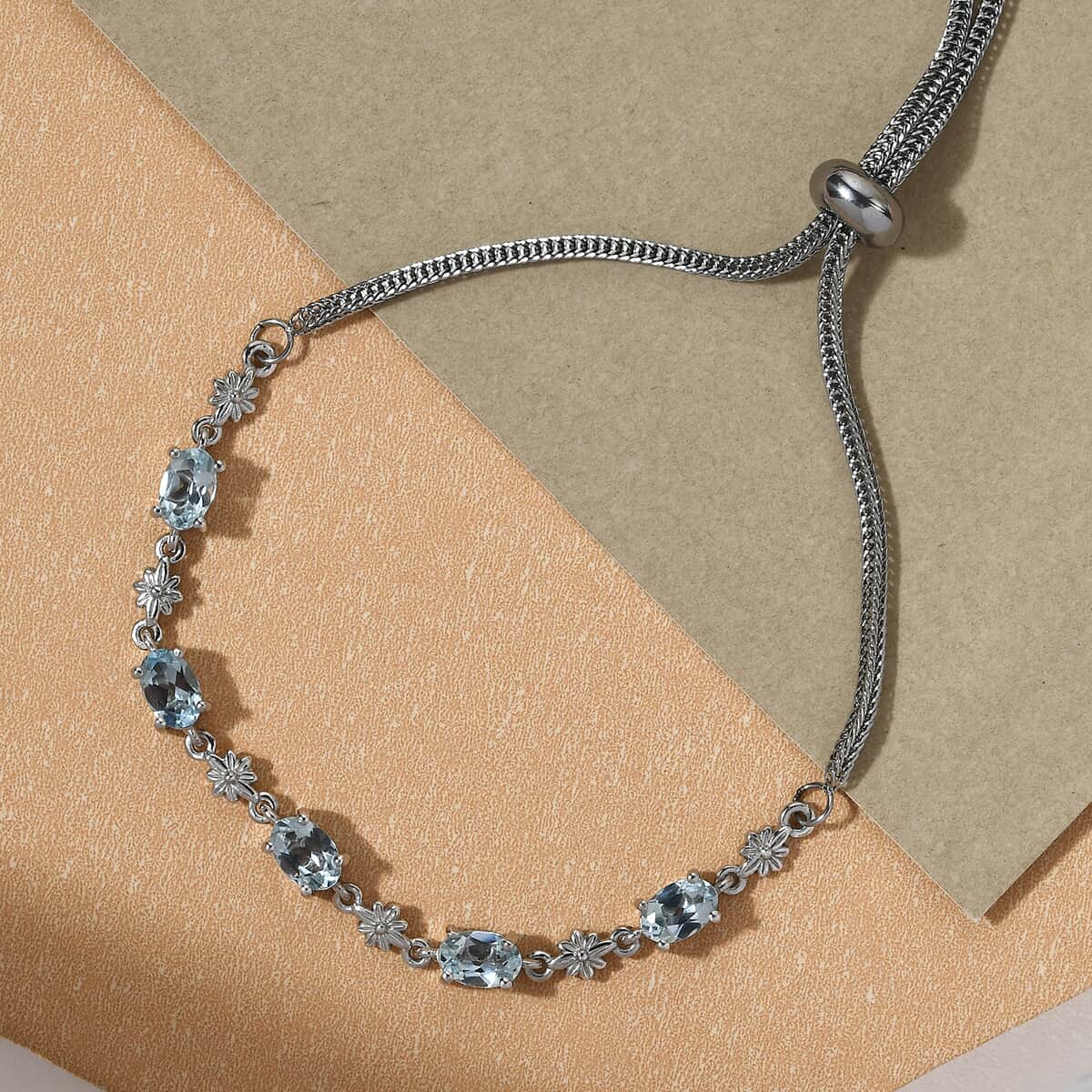 Espirito Santo Aquamarine Bolo Bracelet in Platinum Over Sterling Silver and Stainless Steel 1.85 ctw image number 4
