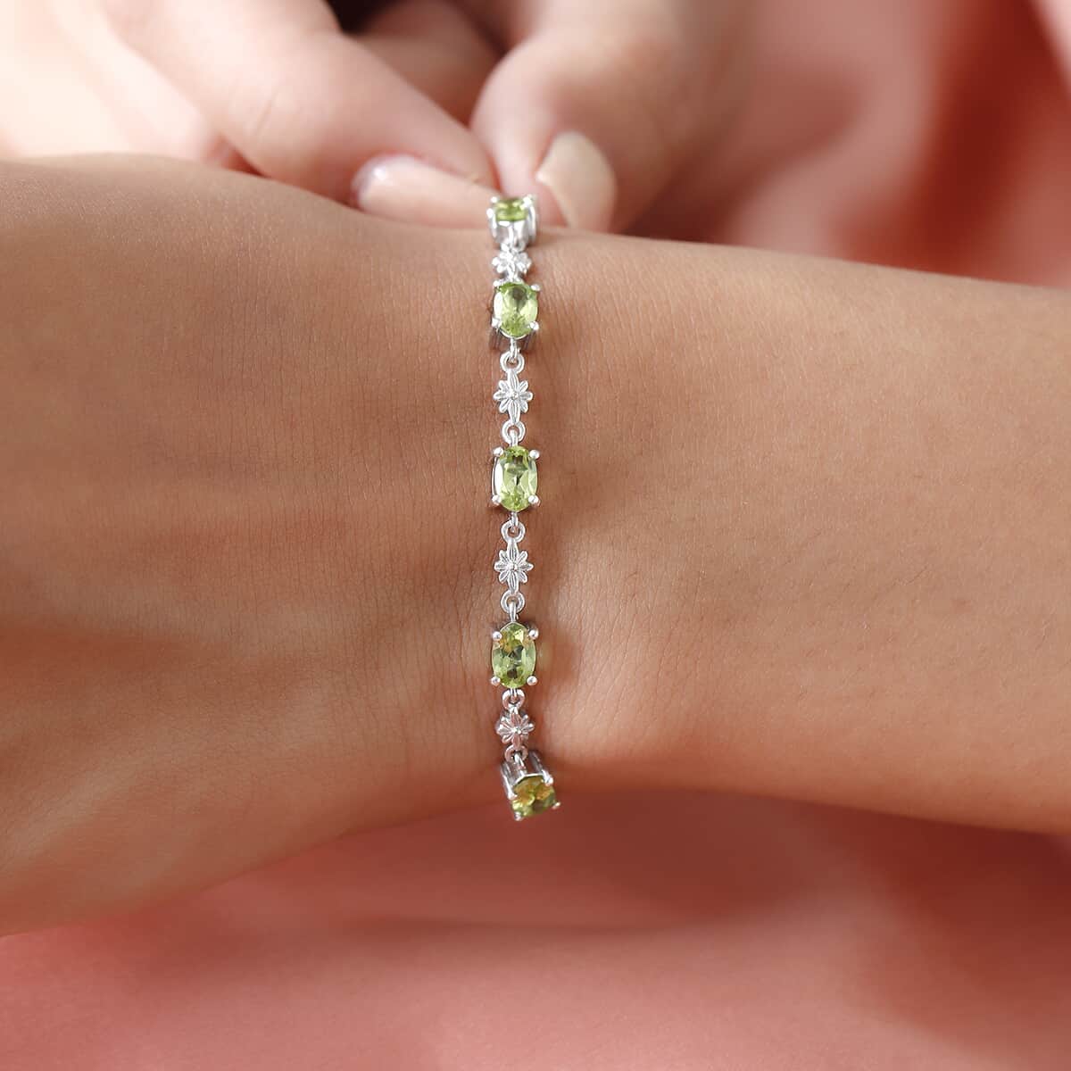 Peridot Bolo Bracelet in Platinum Over Sterling Silver and Stainless Steel 2.50 ctw image number 1
