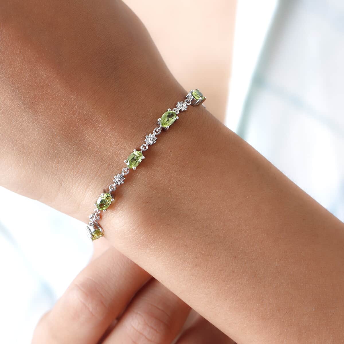 Peridot Bolo Bracelet in Platinum Over Sterling Silver and Stainless Steel 2.50 ctw image number 2