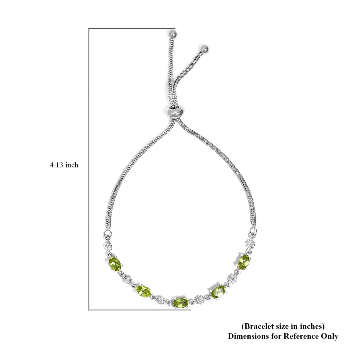 Peridot Bolo Bracelet in Platinum Over Sterling Silver and Stainless Steel 2.50 ctw image number 6