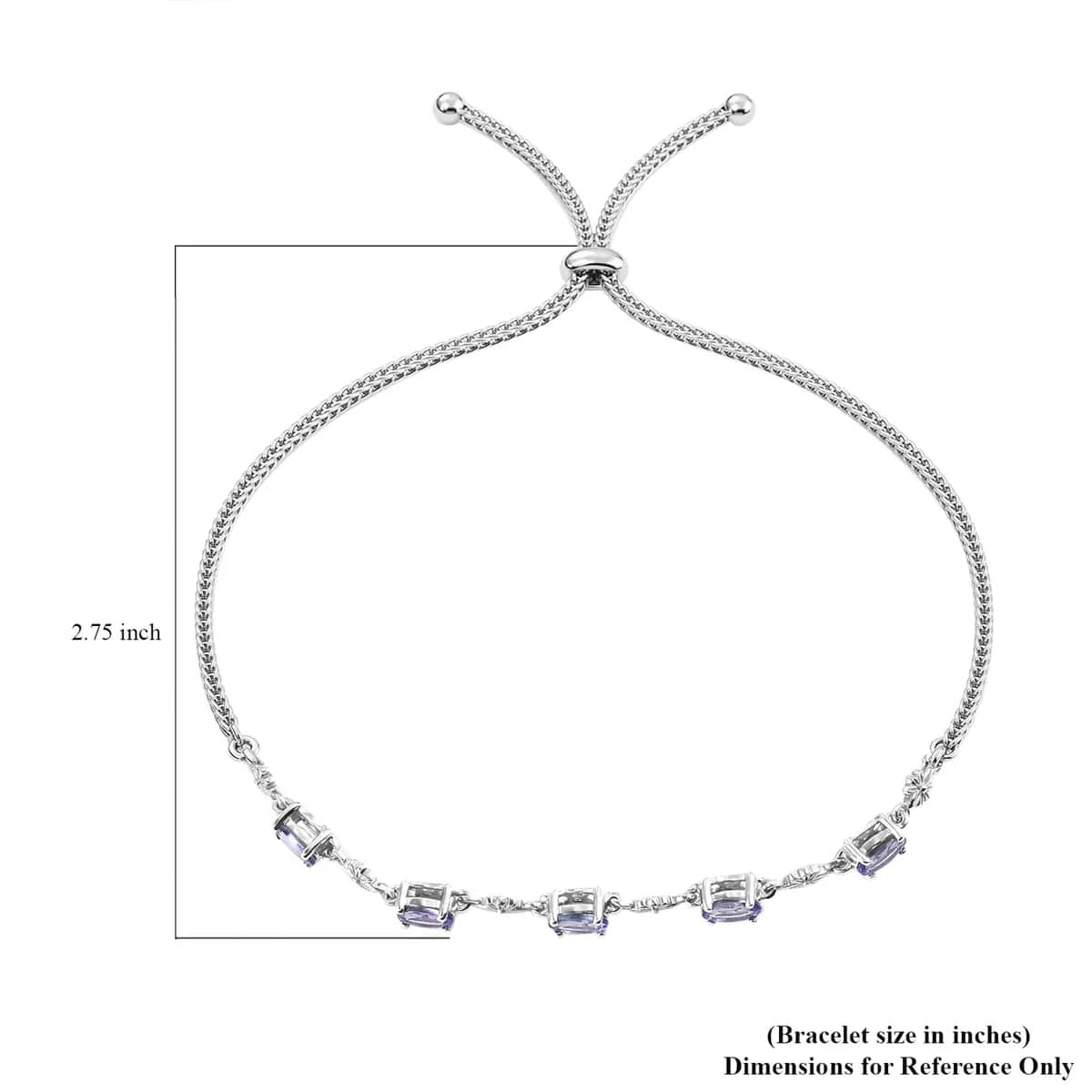 Tanzanite Bolo Bracelet in Platinum Over Sterling Silver and Stainless Steel 2.15 ctw image number 6