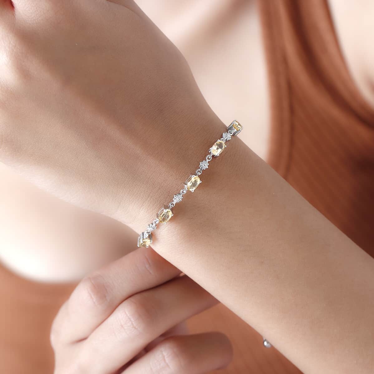 Brazilian Citrine Bolo Bracelet in Platinum Over Sterling Silver and Stainless Steel 2.40 ctw image number 2