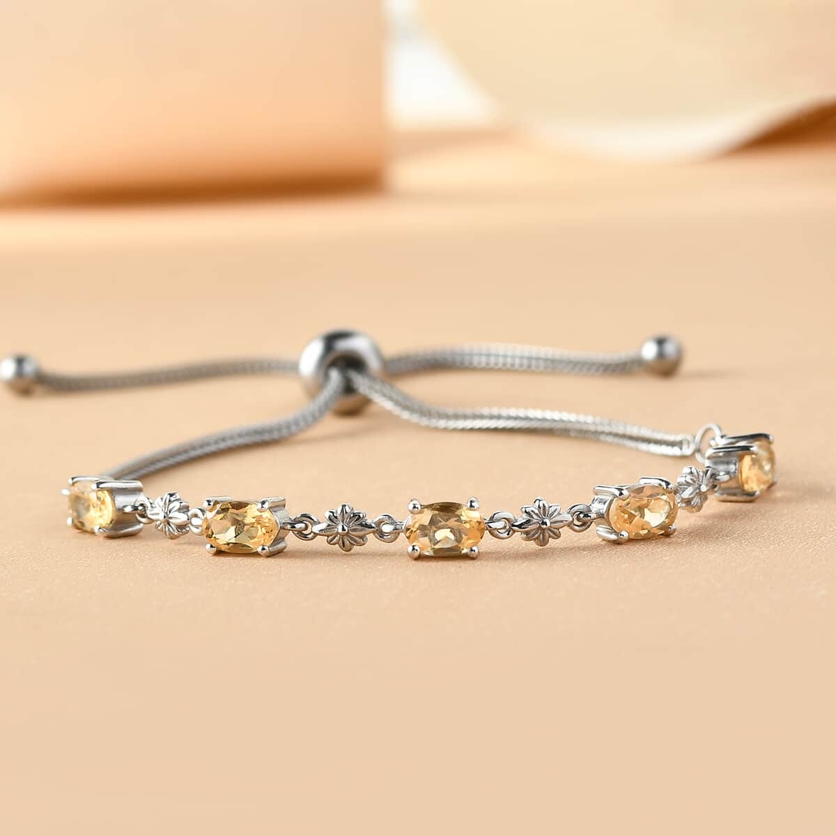 Brazilian Citrine Bolo Bracelet in Platinum Over Sterling Silver and Stainless Steel 2.40 ctw image number 3