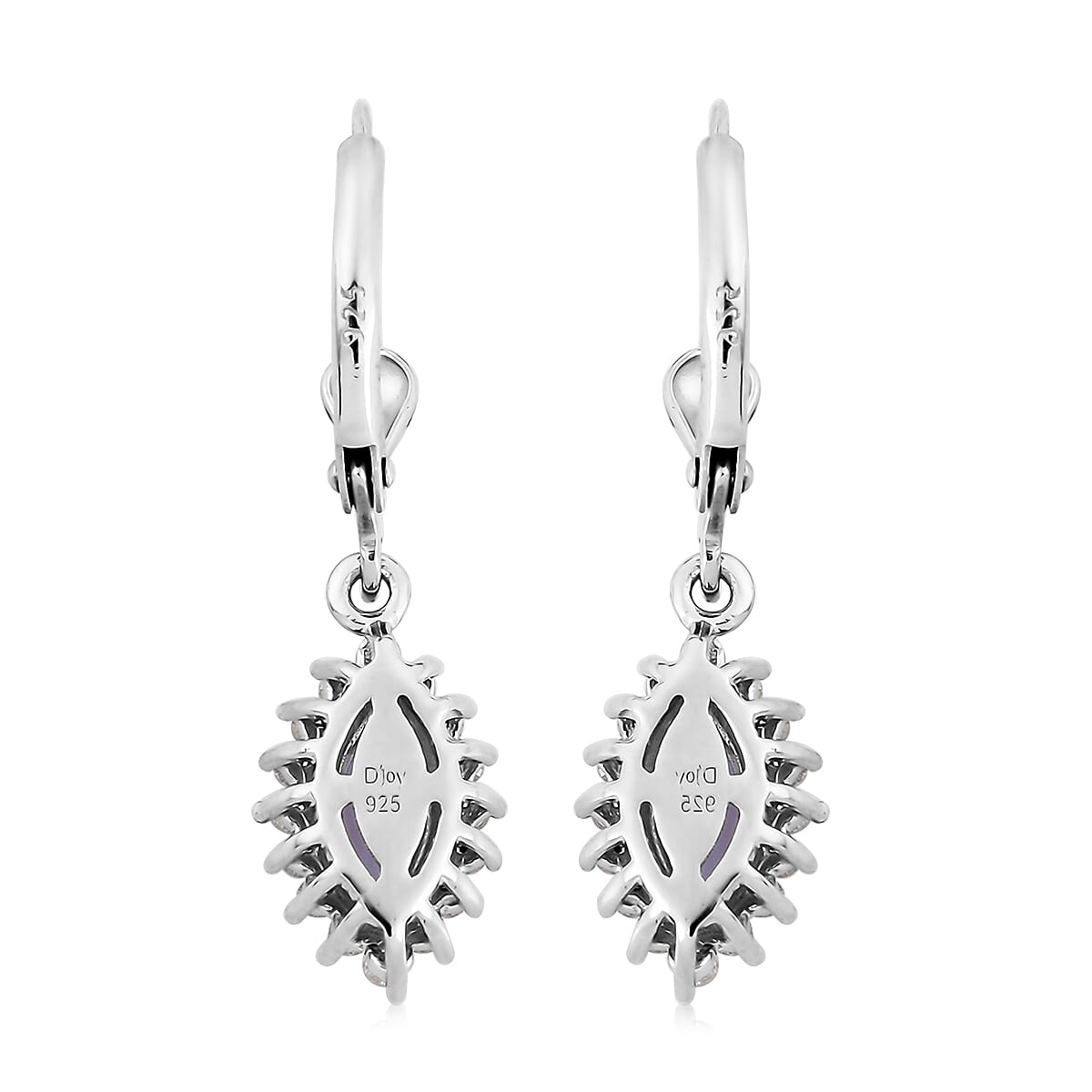 Tanzanite and Natural White Zircon Lever Back Earrings in Platinum Over Sterling Silver 1.85 ctw image number 4