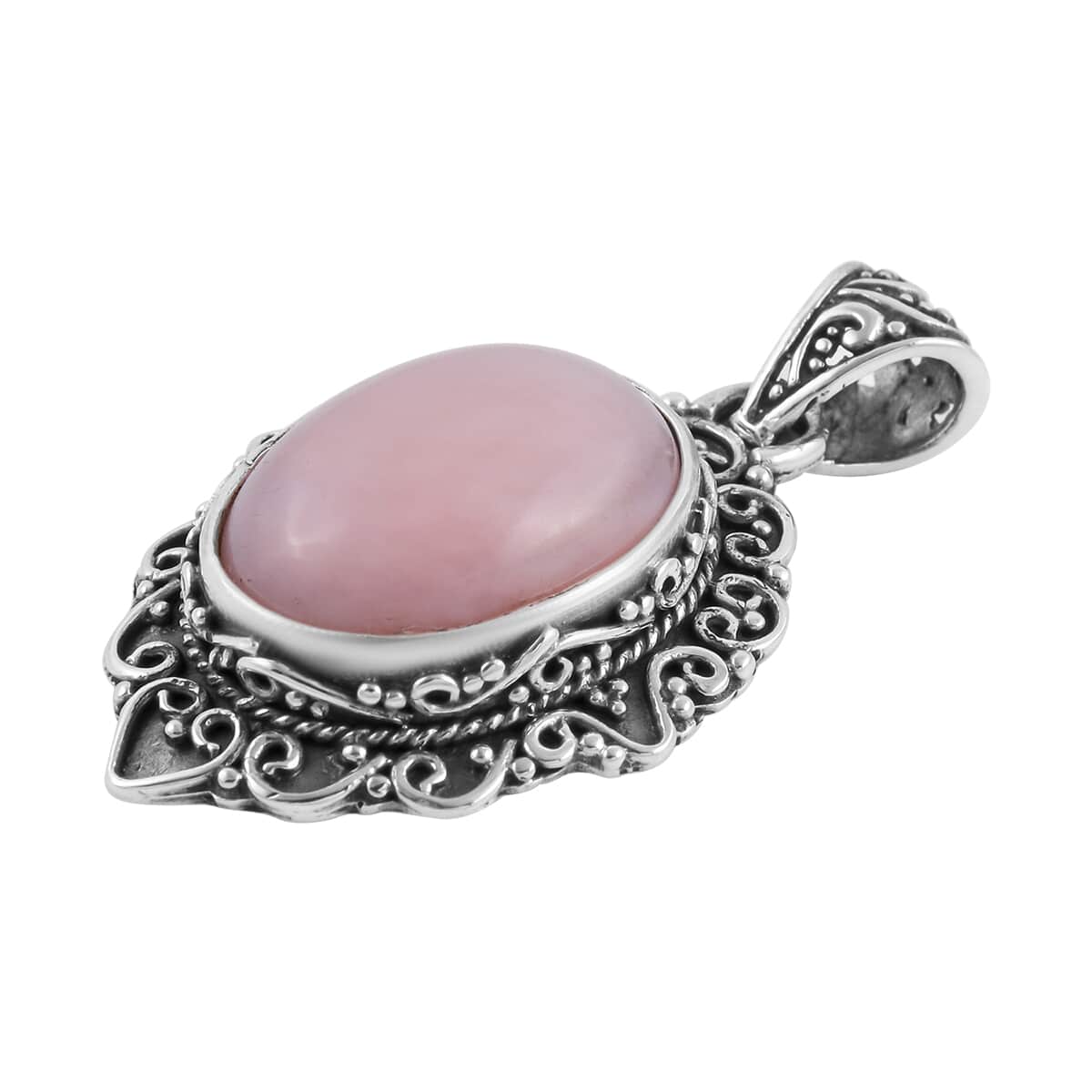 Bali Legacy Peruvian Pink Opal Pendant in Sterling Silver 8.50 ctw image number 2