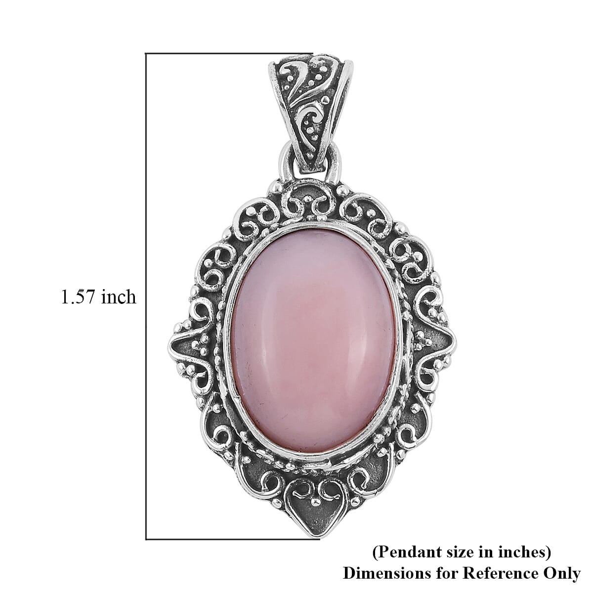 Bali Legacy Peruvian Pink Opal Pendant in Sterling Silver 8.50 ctw