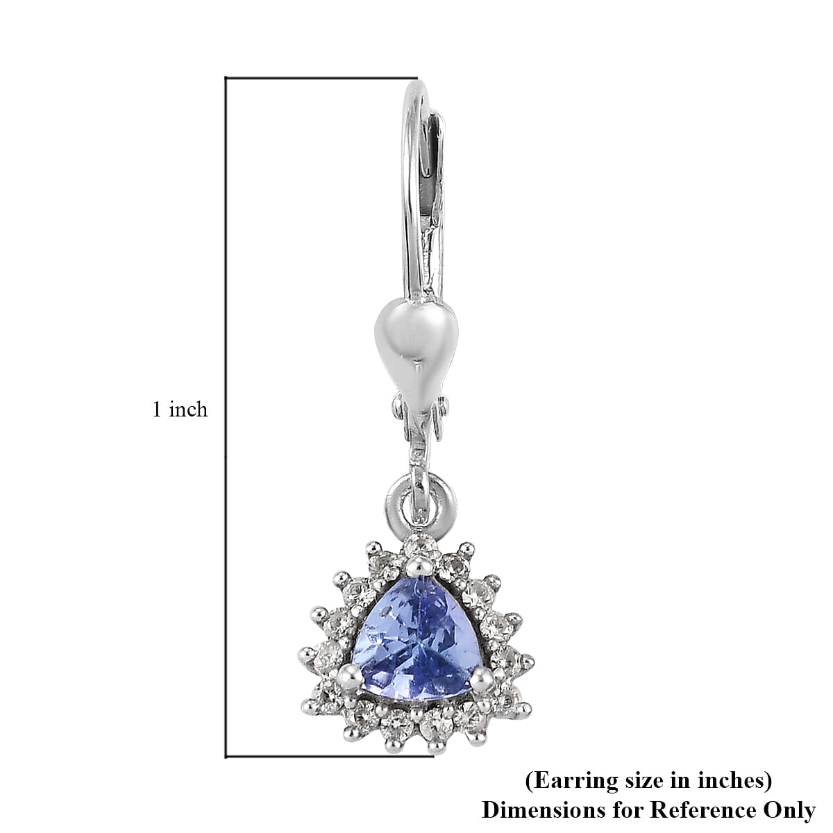 Tanzanite and Natural White Zircon Lever Back Earrings in Platinum Over Sterling Silver 1.15 ctw image number 5