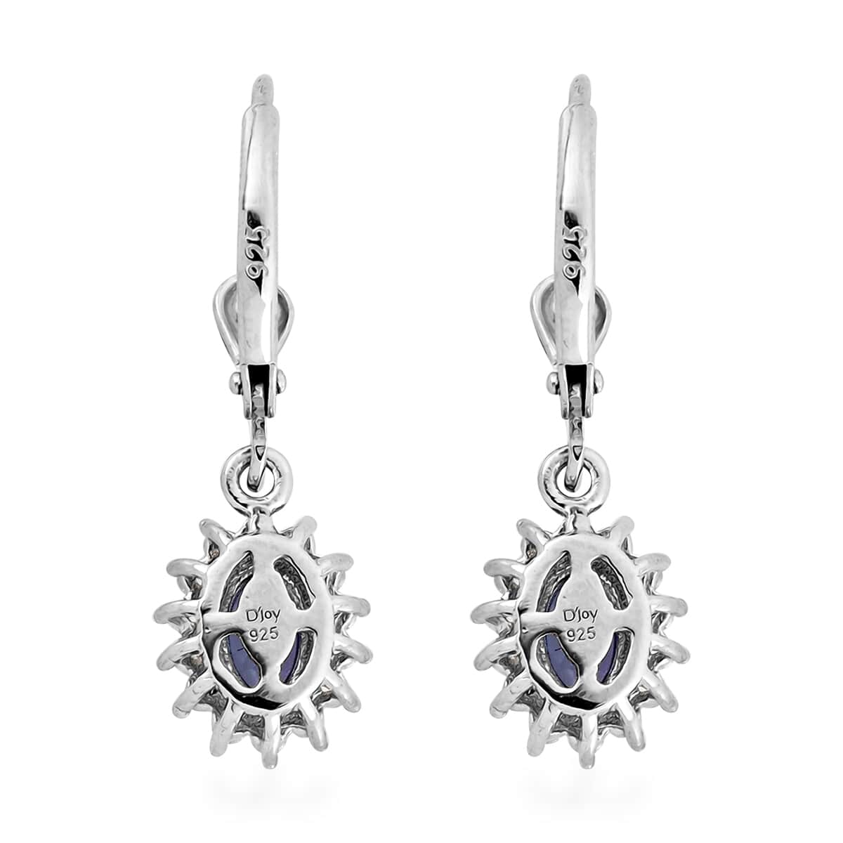 Tanzanite and Natural White Zircon Lever Back Earrings in Platinum Over Sterling Silver 1.40 ctw image number 4