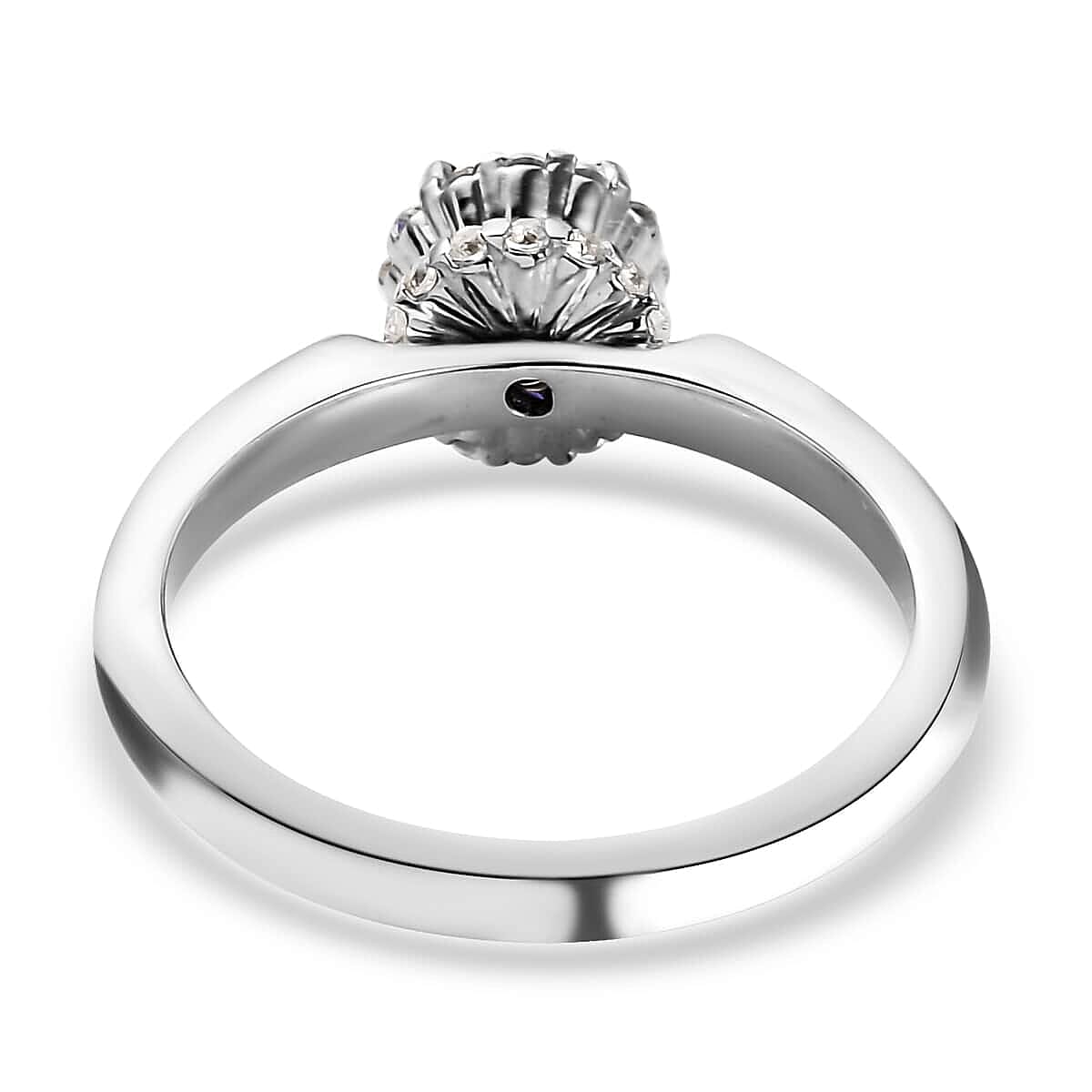 Tanzanite and White Zircon Halo Ring in Platinum Over Sterling Silver (Size 9.0) 1.00 ctw image number 4