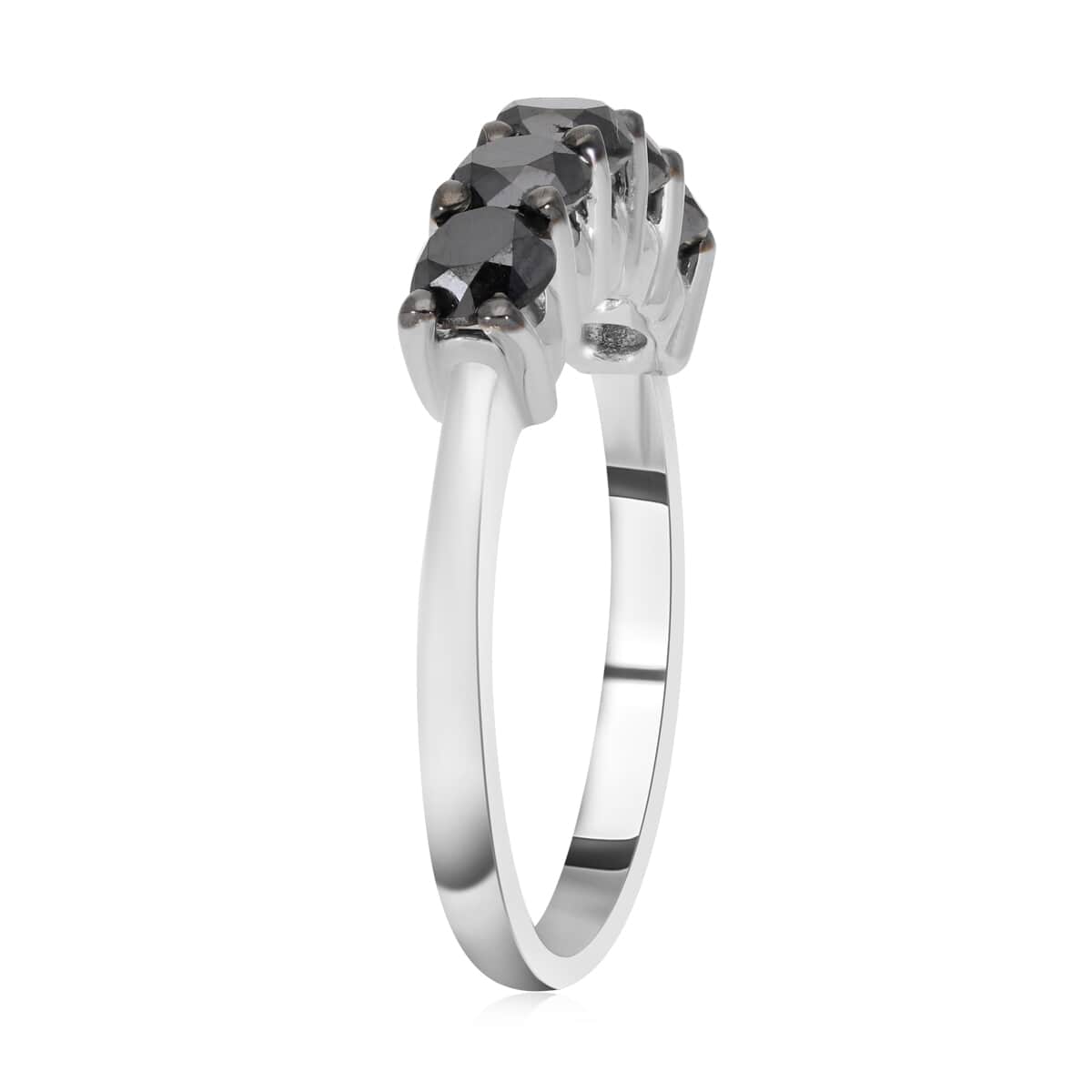 Black Diamond Ring in Platinum Over Sterling Silver (Size 5.0) 2.00 ctw image number 3