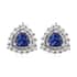 Tanzanite and Natural White Zircon Halo Stud Earrings in Platinum Over Sterling Silver 1.15 ctw image number 0